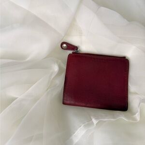 Coach Burgundy Red Leather Zip Wallet Snap Closure